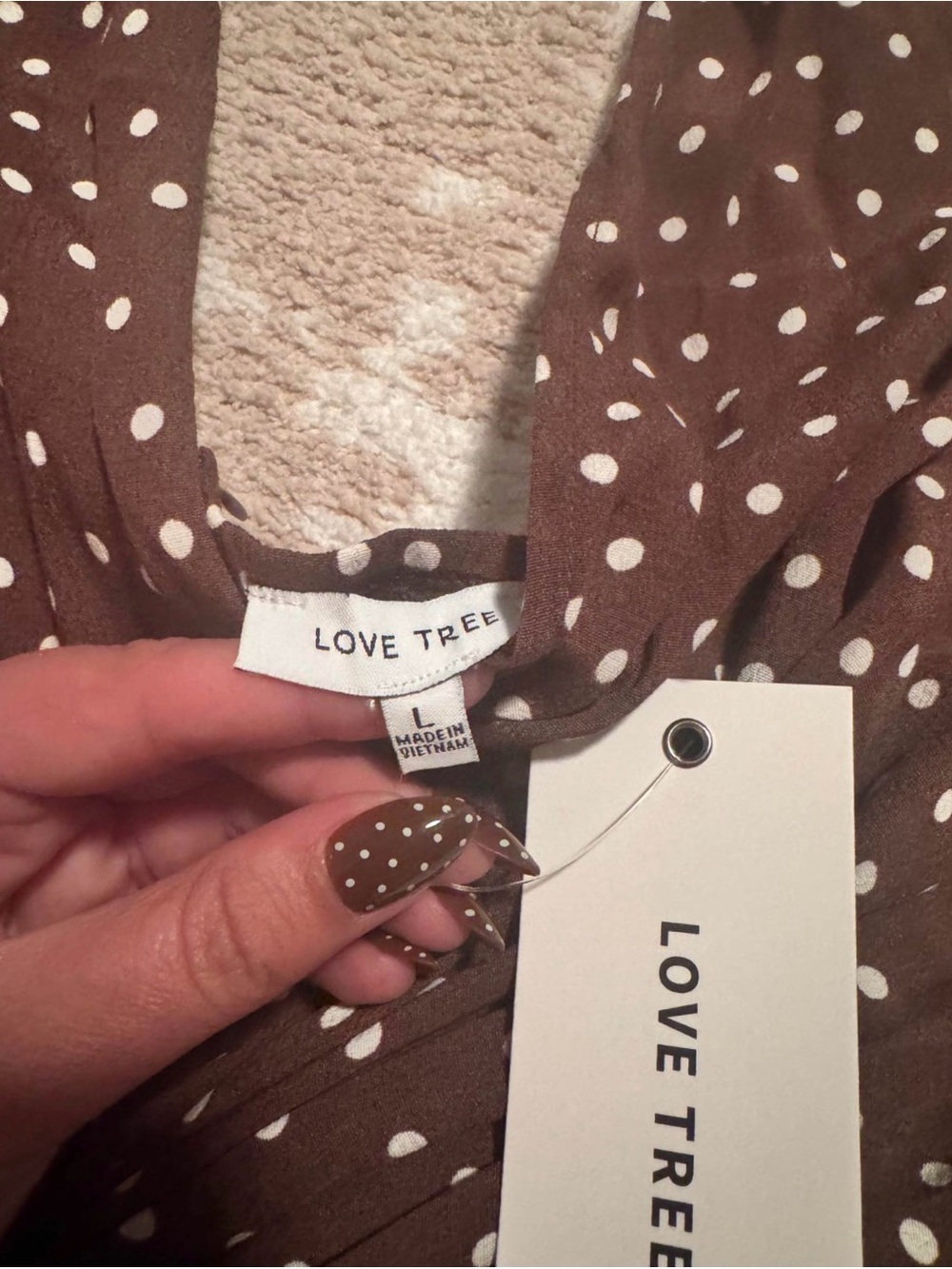 Love Tree Brown Polka Dot Halter Jumpsuit - Picture 6 of 7
